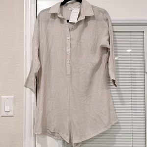 Beige/tan Morning view button up Romper” half a sleeve-
size S